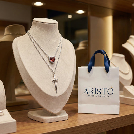 Collar Corazón y Espada❤️⚔️ — Set de 2 Collares + Caja de Regalo 🎁