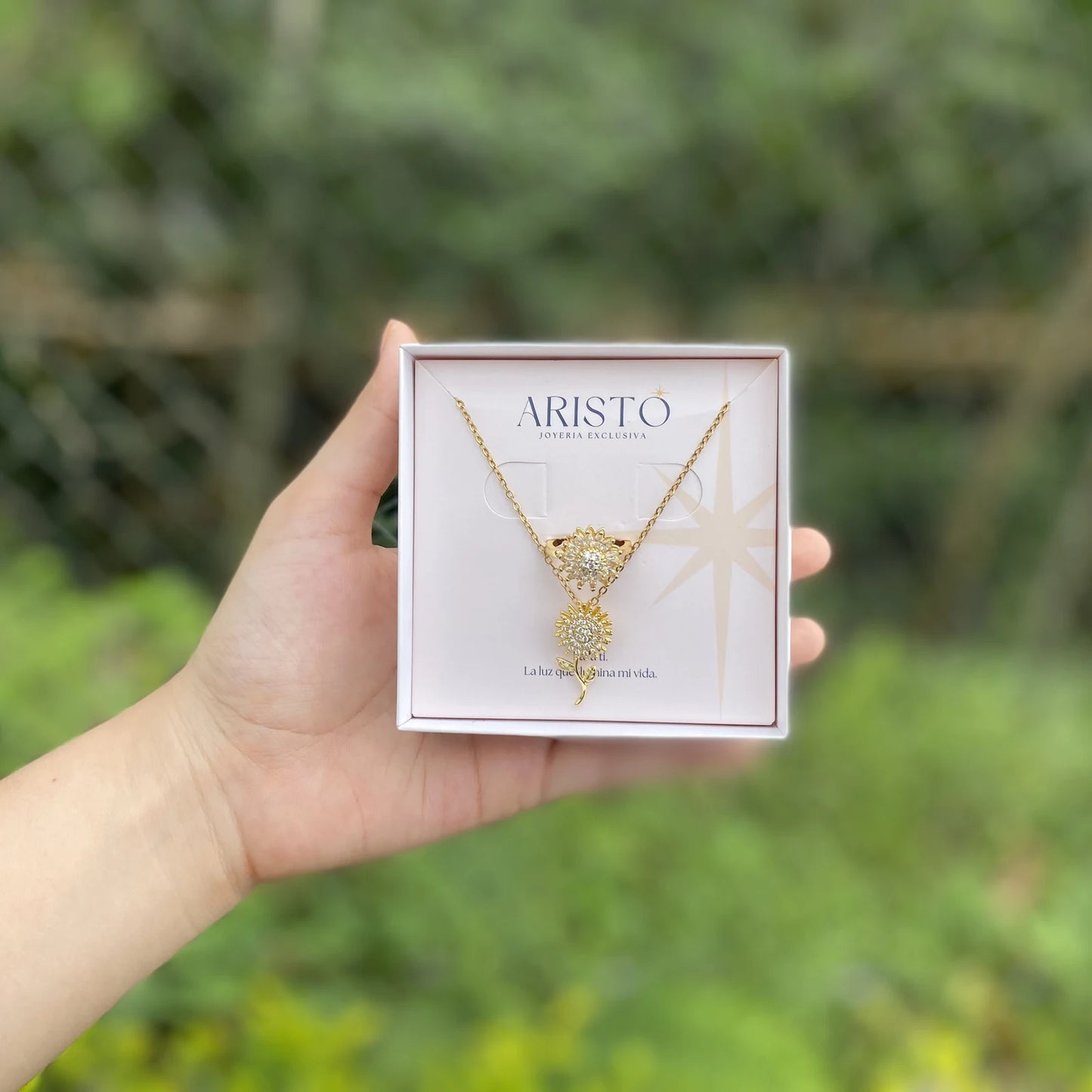 🌻 Set Collar Girasol Giratorio + Anillo Girasol · Bañado en Oro ✨